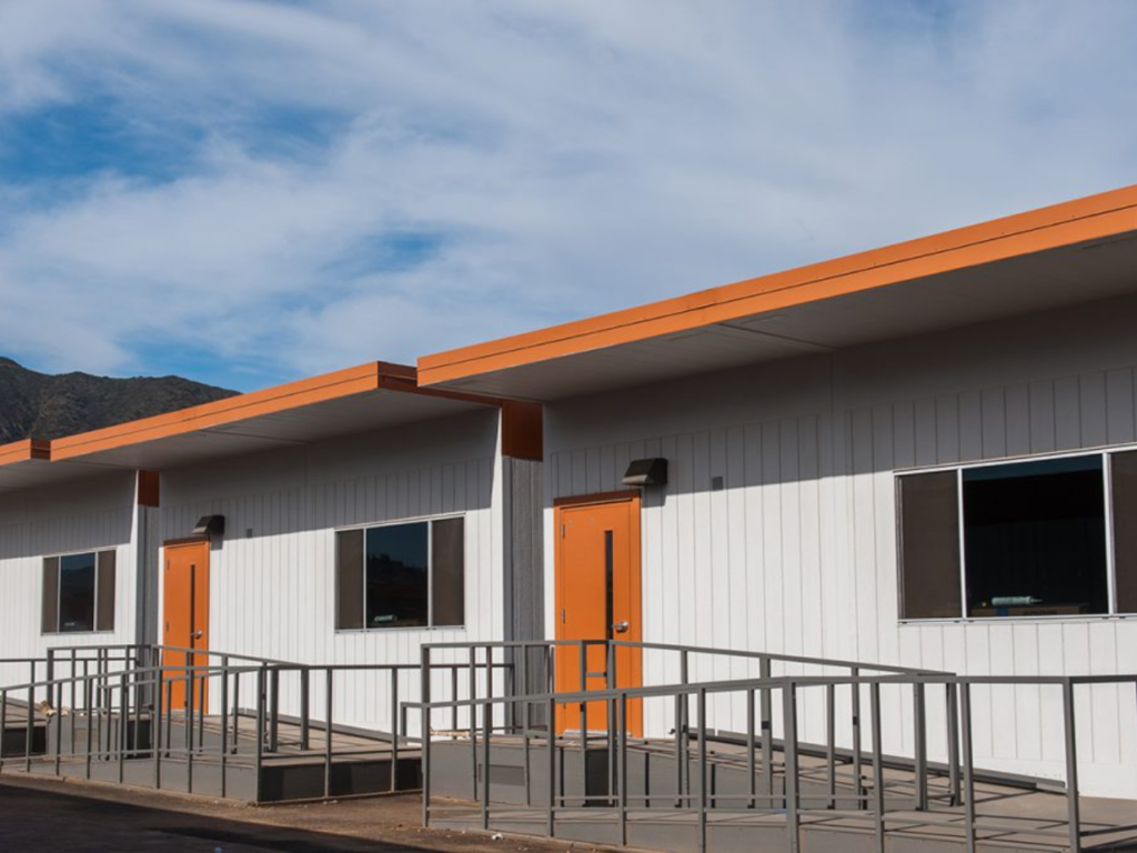 Portable Classrooms on site at a school campus. 